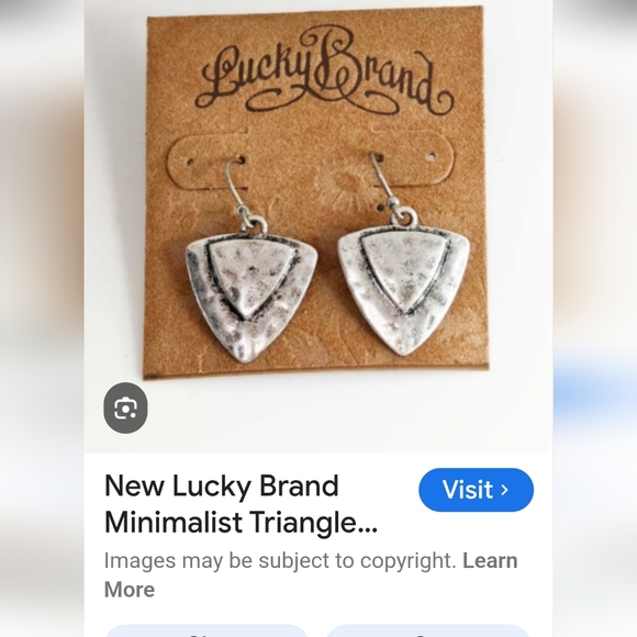 Lucky Brand Minimalist silver hammered triangle shape Earrings Wires - Picture 2 of 4